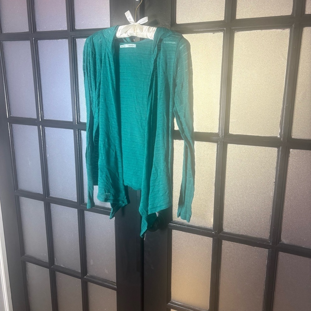 Maurices Teal Lightweight Hooded Open Cardigan Women’s Large